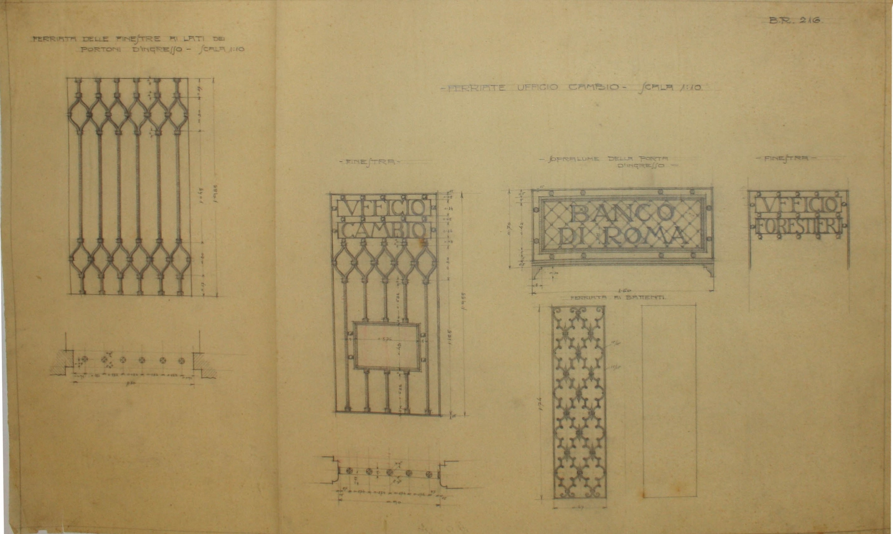 disegno architettonico di Bruno Slocovich - ambito italiano (prima metà XX)