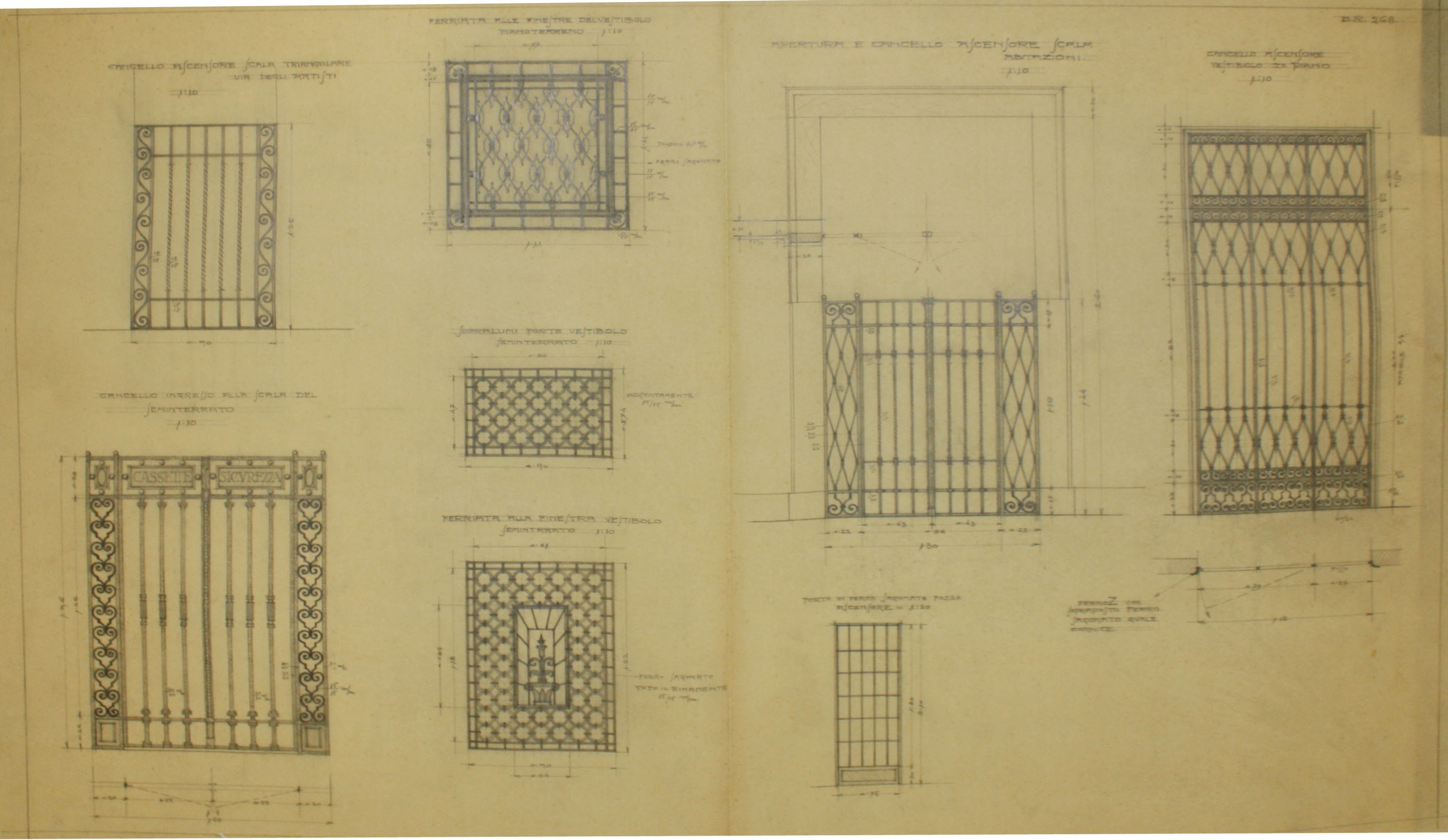 disegno architettonico di Bruno Slocovich - ambito italiano (prima metà XX)