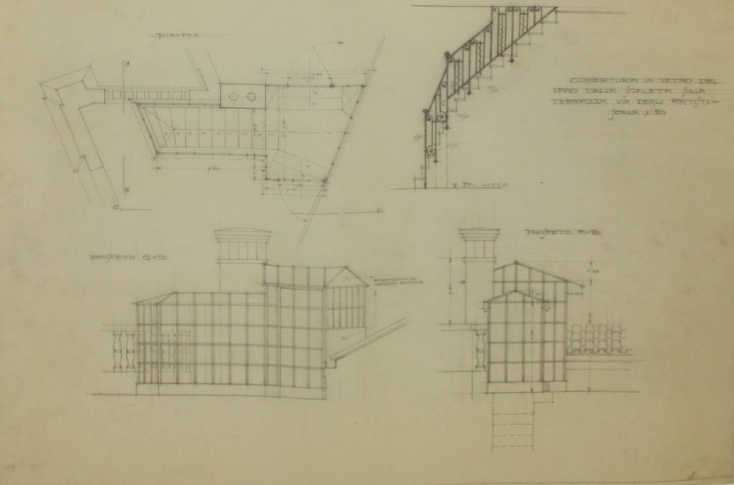 disegno architettonico di Bruno Slocovich - ambito italiano (prima metà XX)