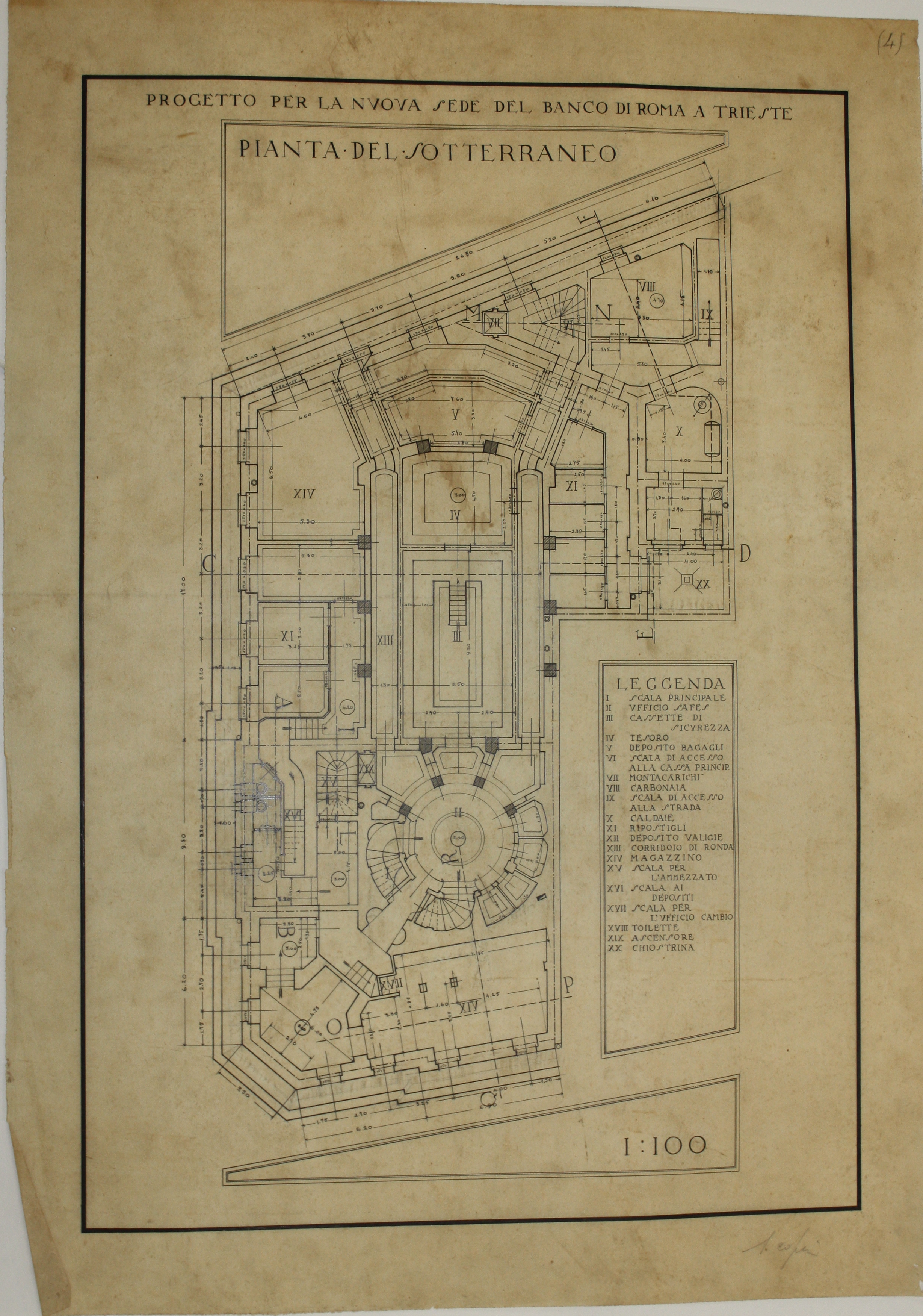 disegno architettonico di Bruno Slocovich - ambito italiano (prima metà XX)