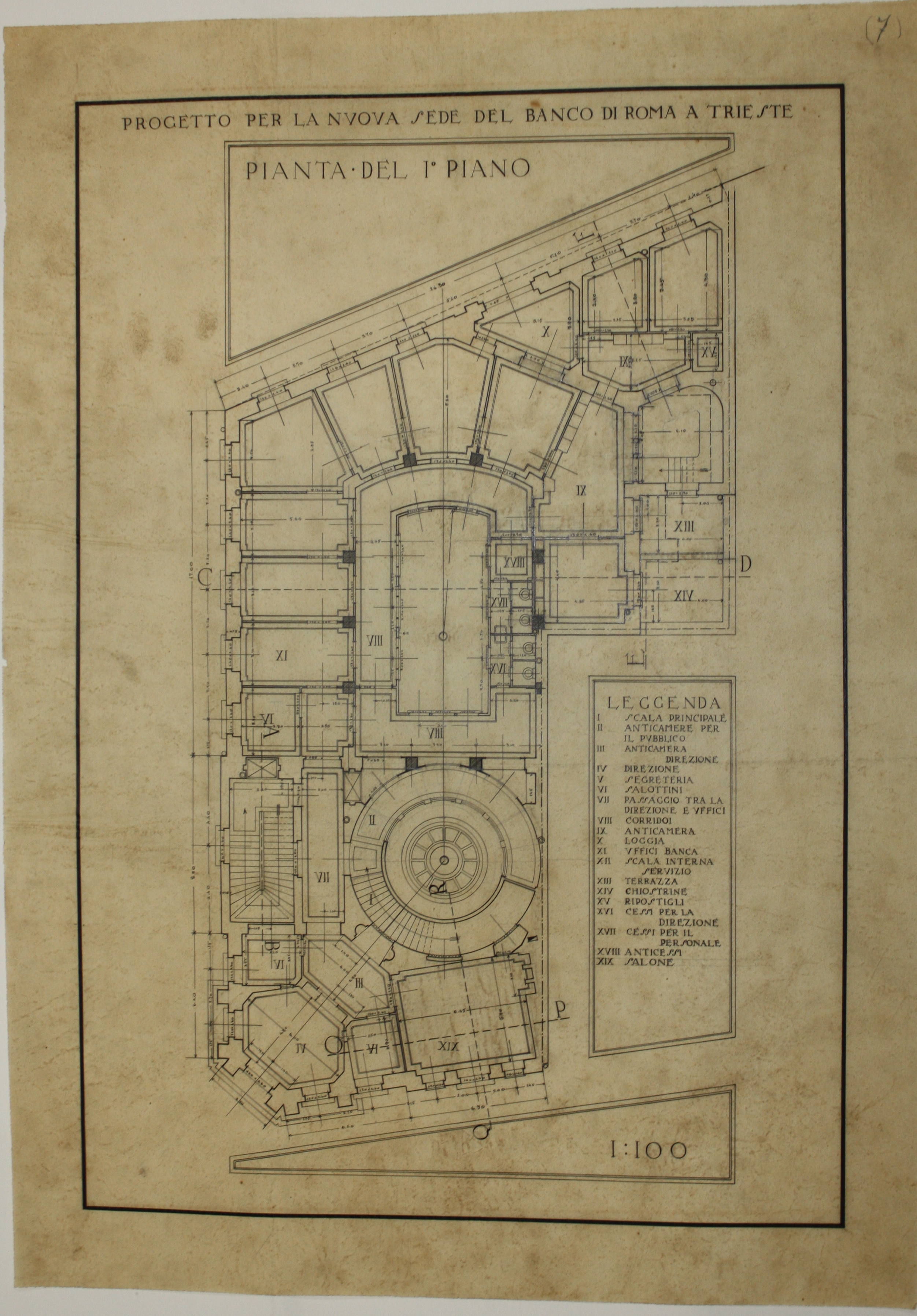 disegno architettonico di Bruno Slocovich - ambito italiano (prima metà XX)