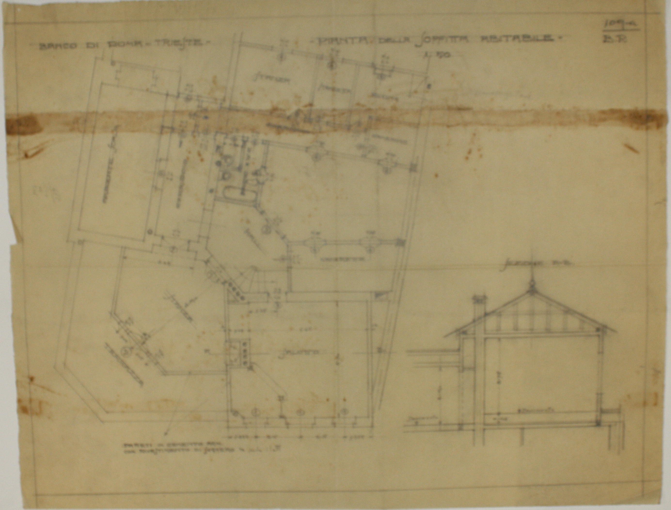 disegno architettonico di Bruno Slocovich - ambito italiano (prima metà XX)