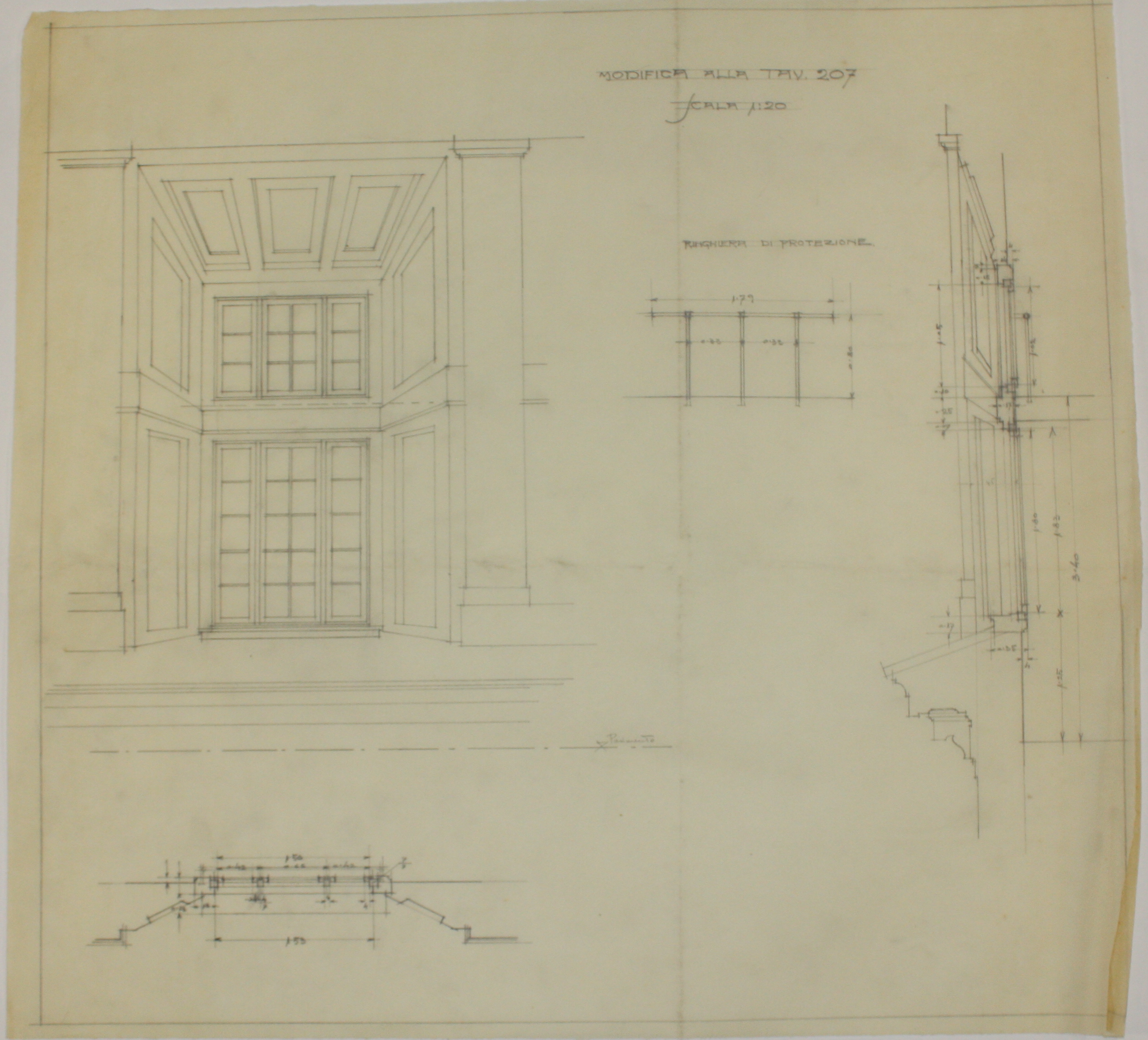 disegno architettonico di Bruno Slocovich - ambito italiano (prima metà XX)