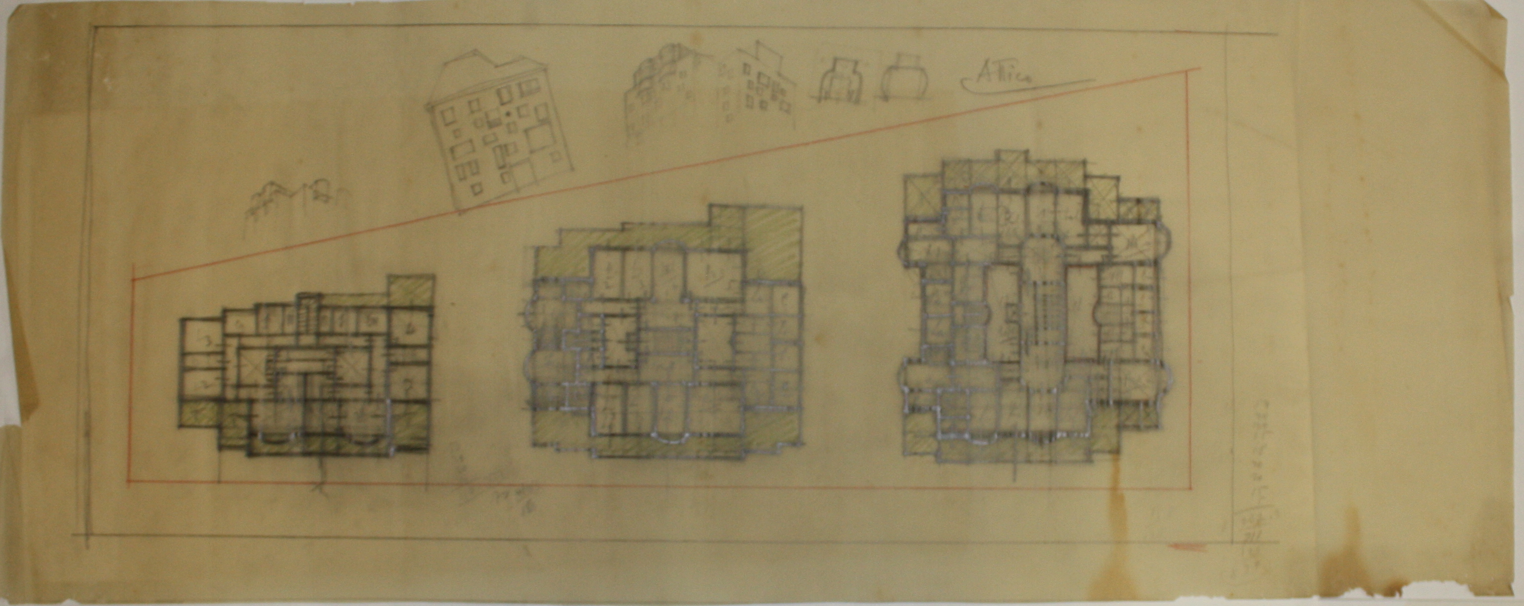 disegno architettonico di Bruno Slocovich - ambito italiano (prima metà XX)