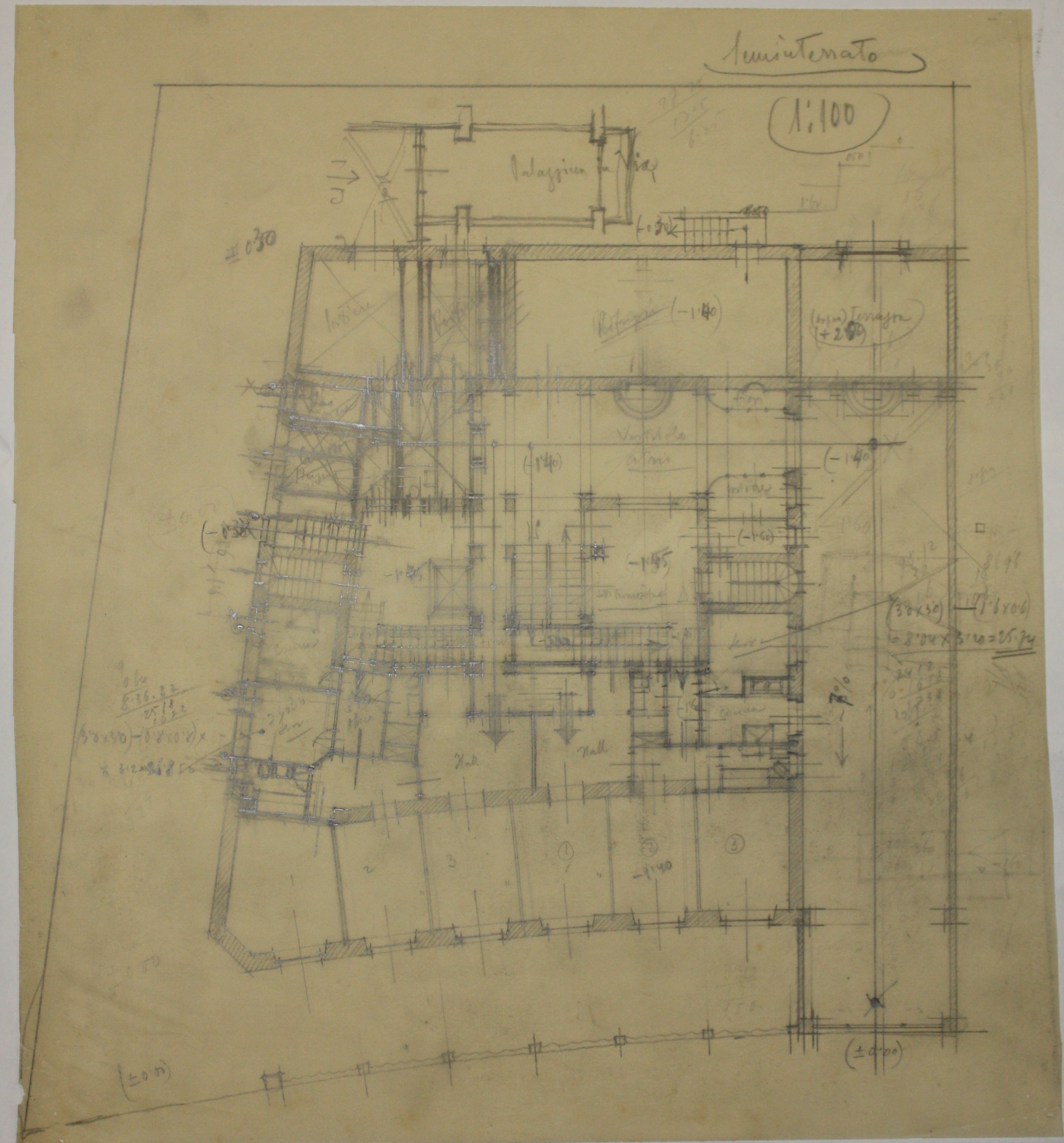 disegno architettonico di Bruno Slocovich - ambito italiano (prima metà XX)