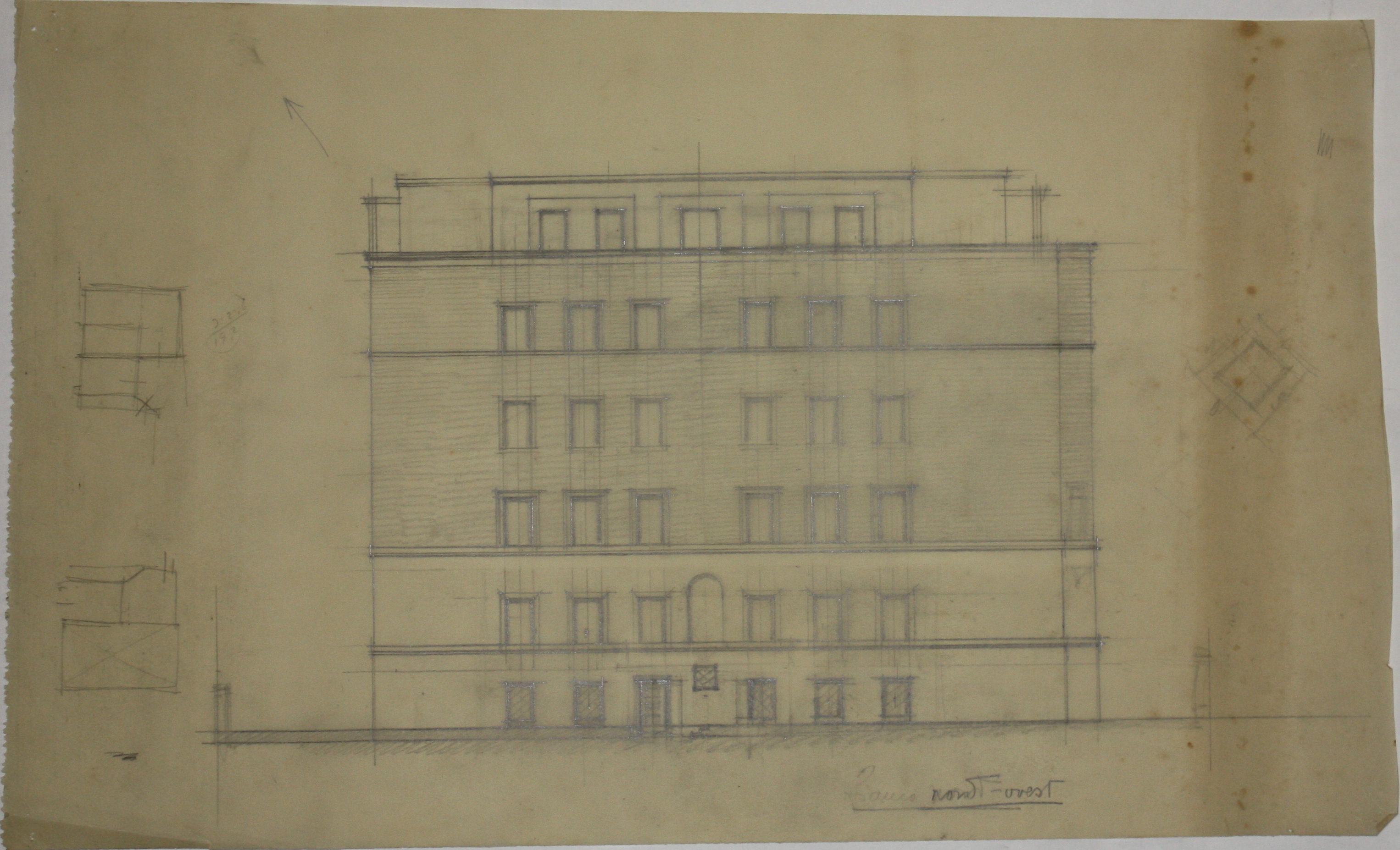 disegno architettonico di Bruno Slocovich - ambito italiano (prima metà XX)