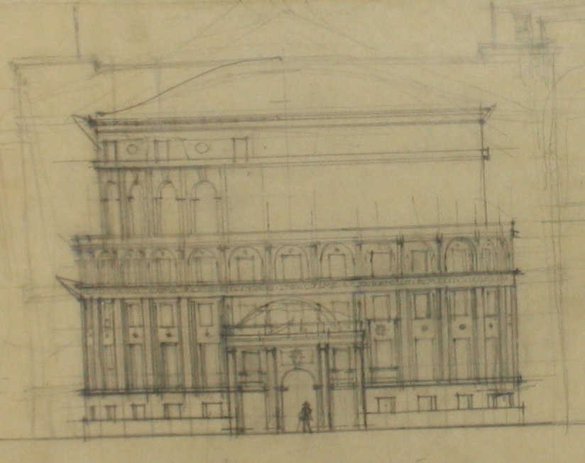 disegno architettonico di Bruno Slocovich - ambito italiano (prima metà XX)