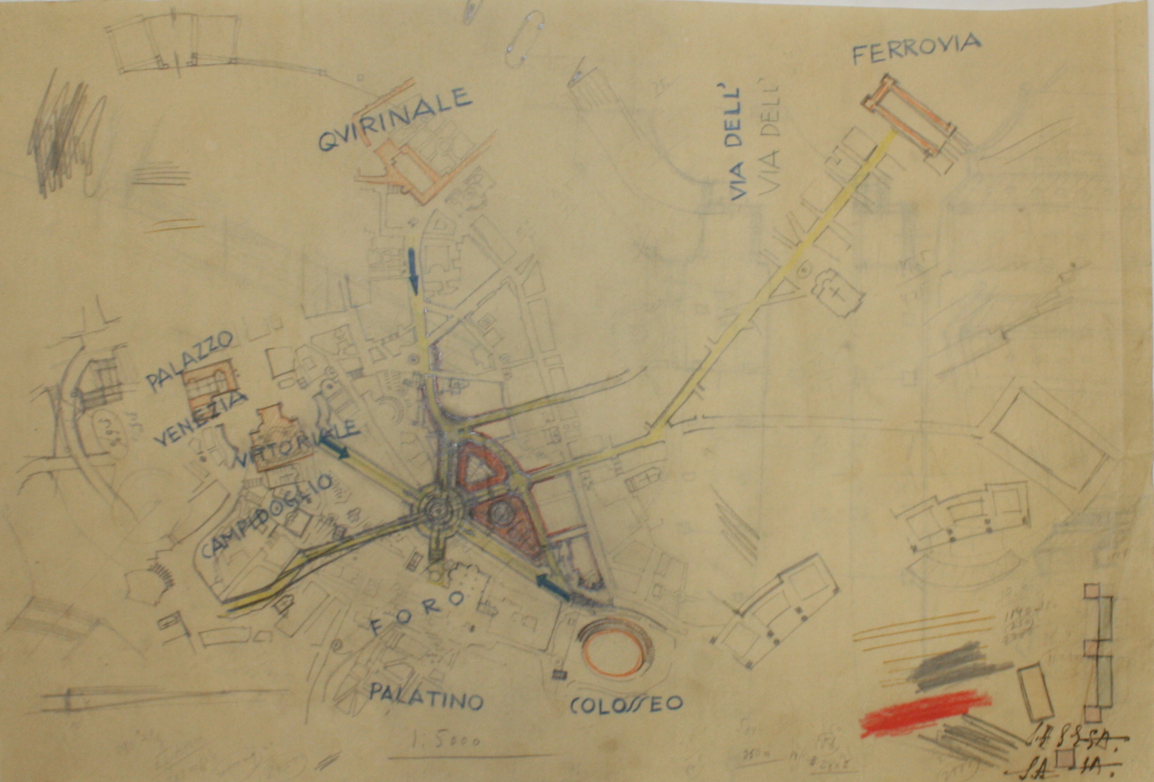 disegno architettonico di Bruno Slocovich - ambito italiano (prima metà XX)