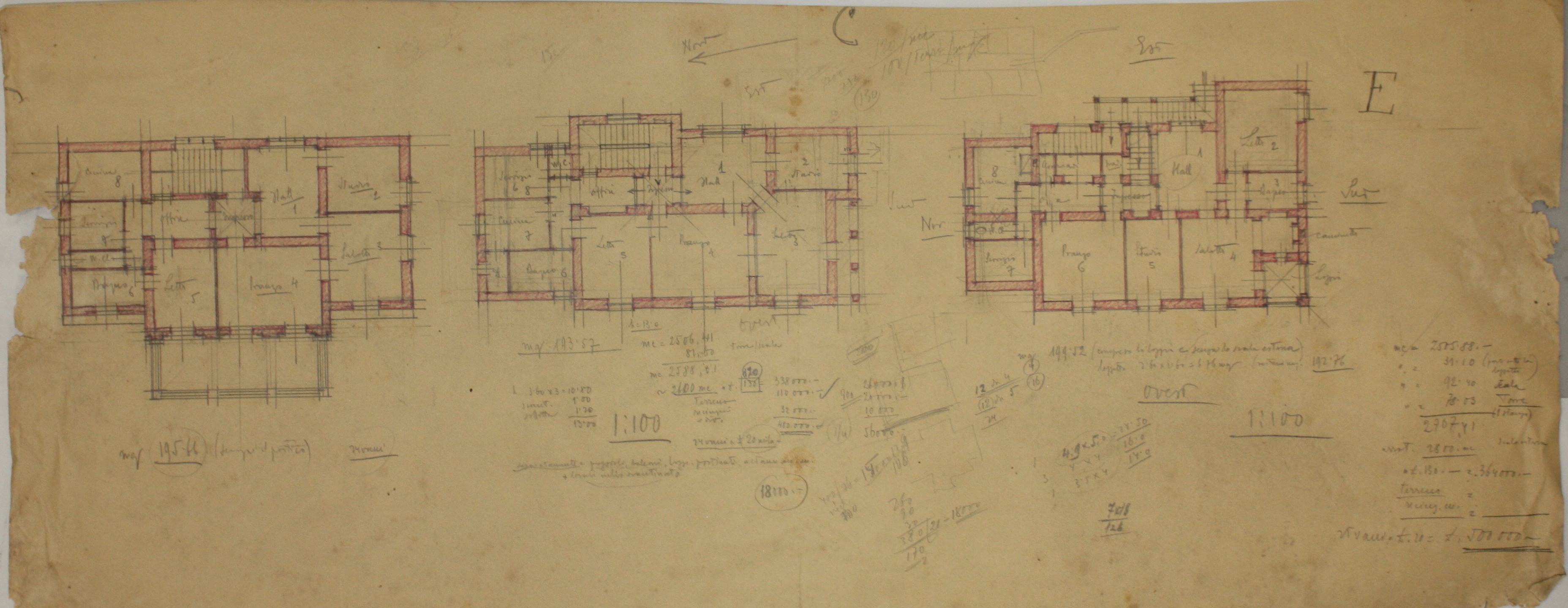 disegno architettonico di Bruno Slocovich - ambito italiano (prima metà XX)