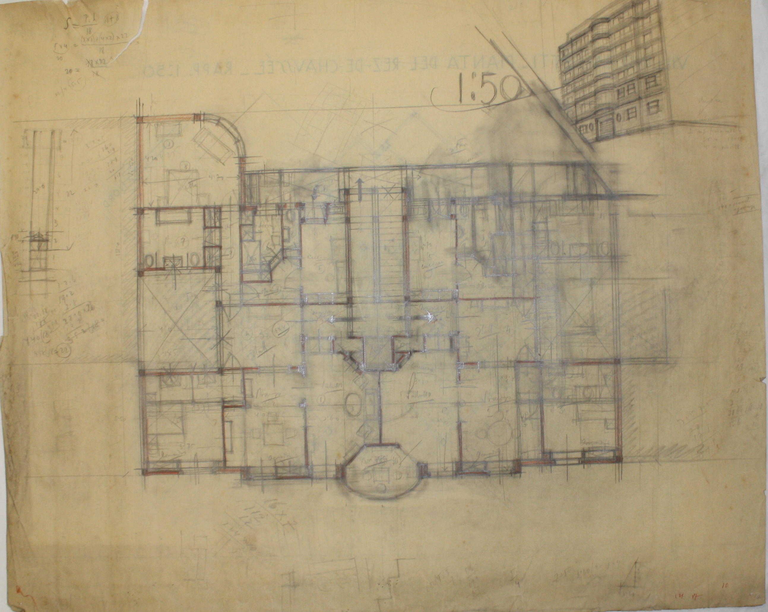 disegno architettonico di Bruno Slocovich - ambito italiano (prima metà XX)