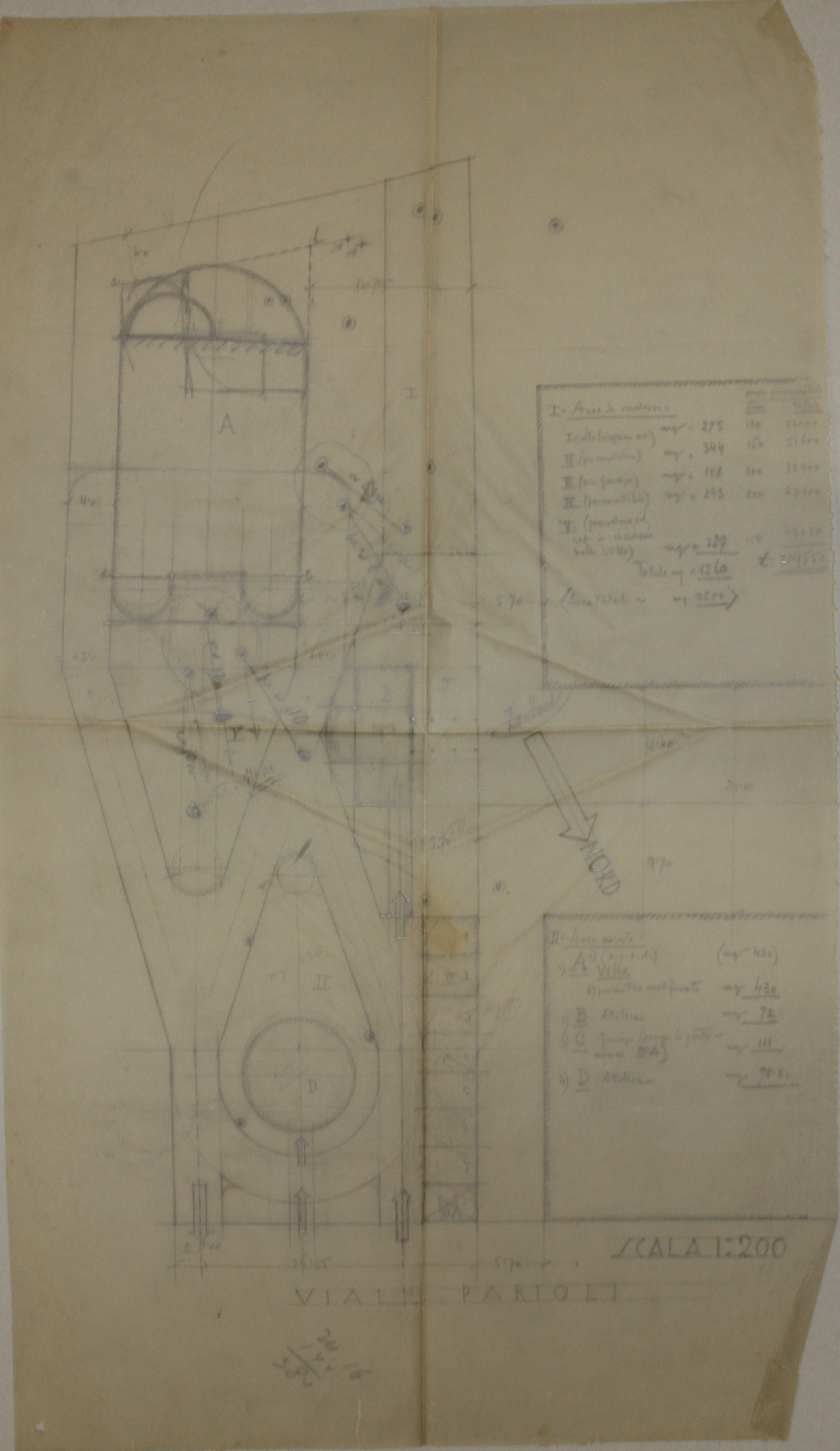 disegno architettonico di Bruno Slocovich - ambito italiano (prima metà XX)