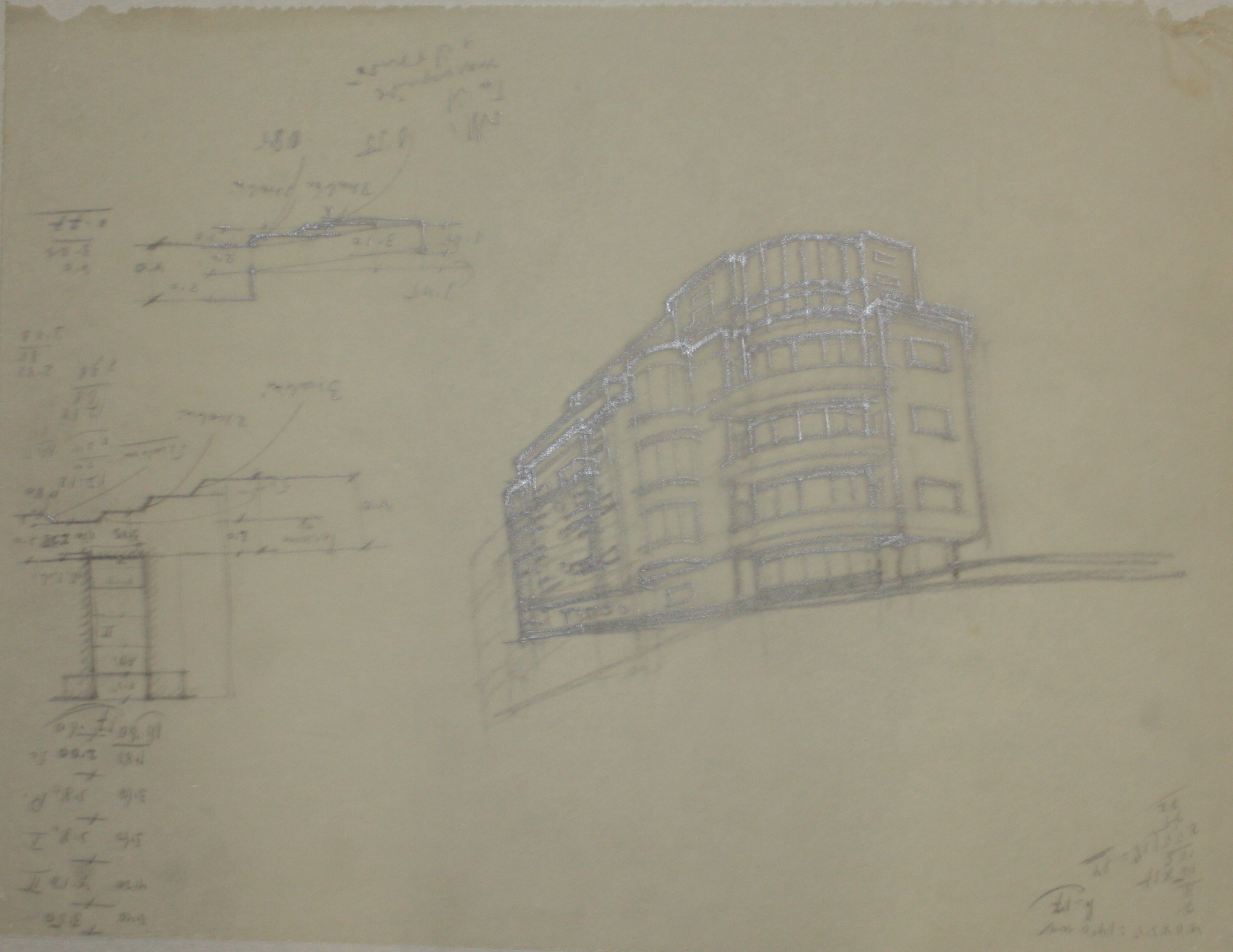 disegno architettonico di Bruno Slocovich - ambito italiano (prima metà XX)