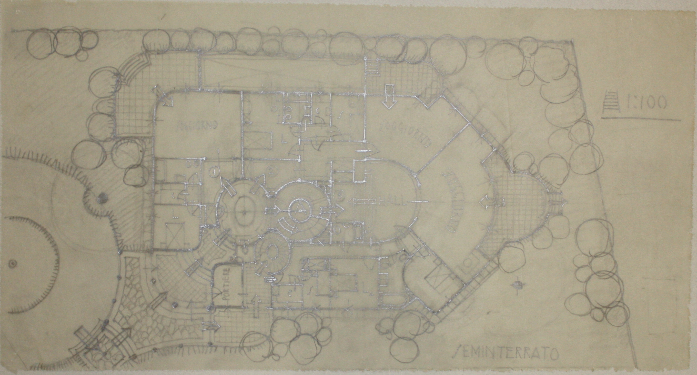 disegno architettonico di Bruno Slocovich - ambito italiano (prima metà XX)