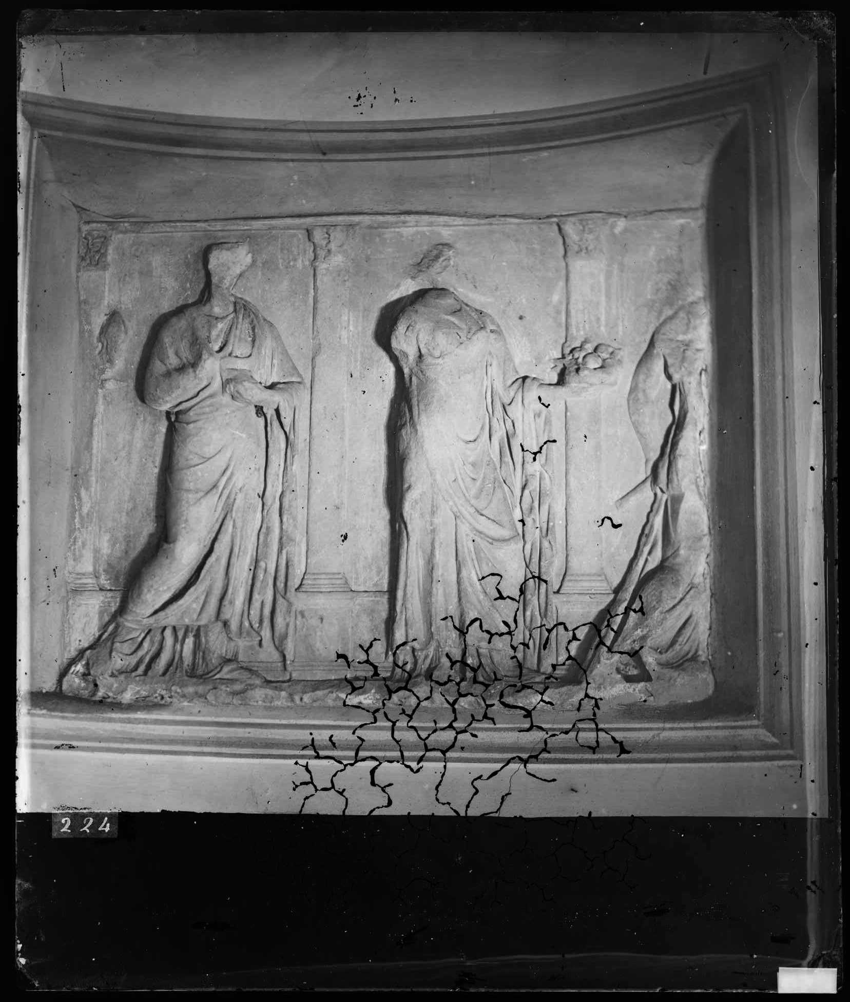 Scultura - Fregi - Bassorilievo con tre figure femminili - Fiaccola - Vassoio con frutta - Cofanetto (negativo) di Ricci, Luigi (XIX)