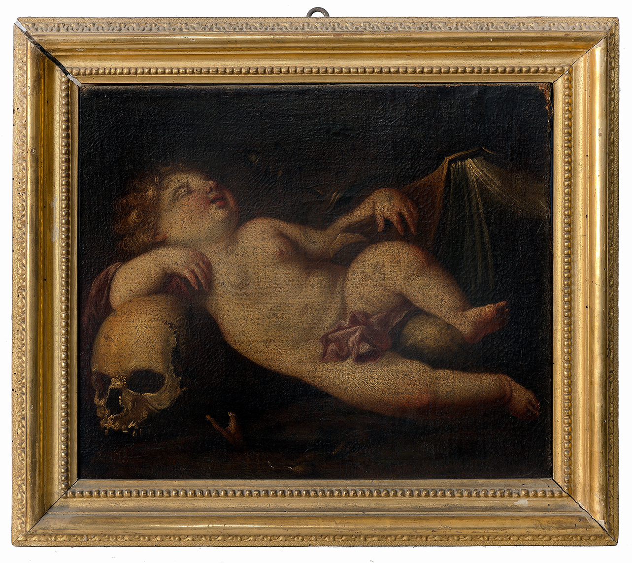 Vanitas con Amore dormiente (dipinto, opera isolata) - ambito piemontese (fine/ inizio secc. XVII-XVIII)