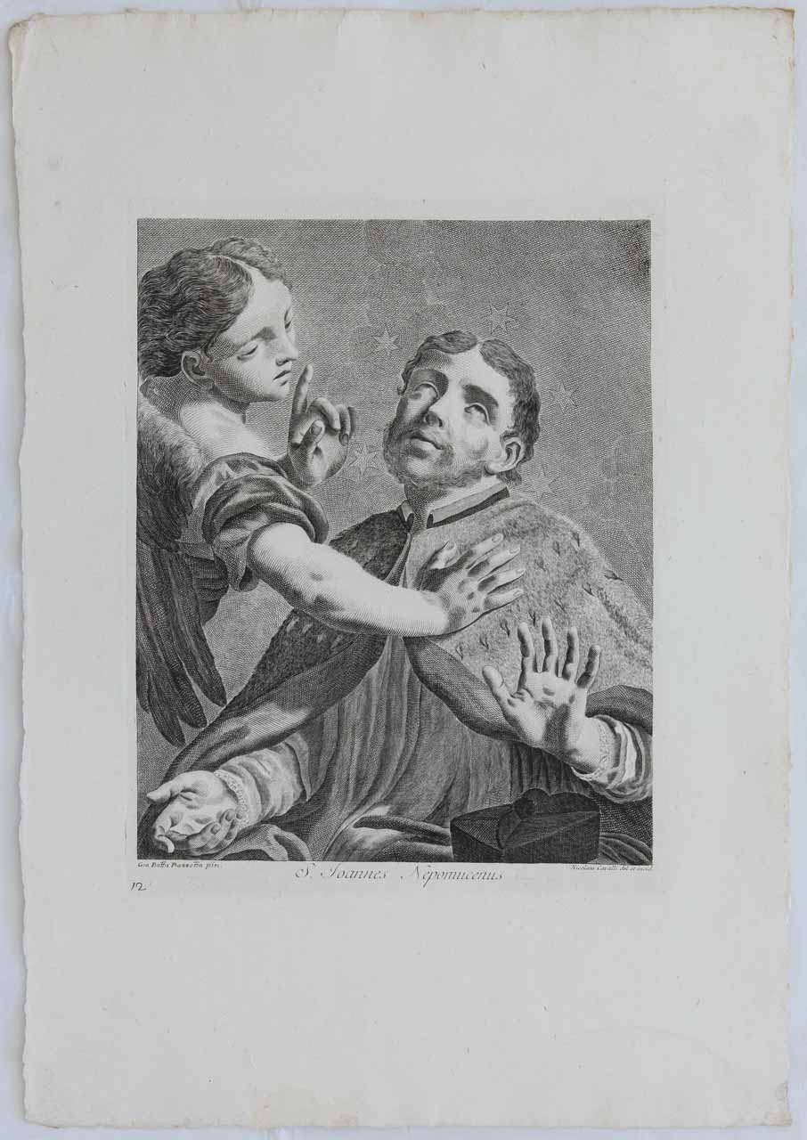 San Giovanni Nepomuceno (stampa, serie) di Cavalli Niccolò, Piazzetta Giovanni Battista - ambito veneziano (sec. XVIII)