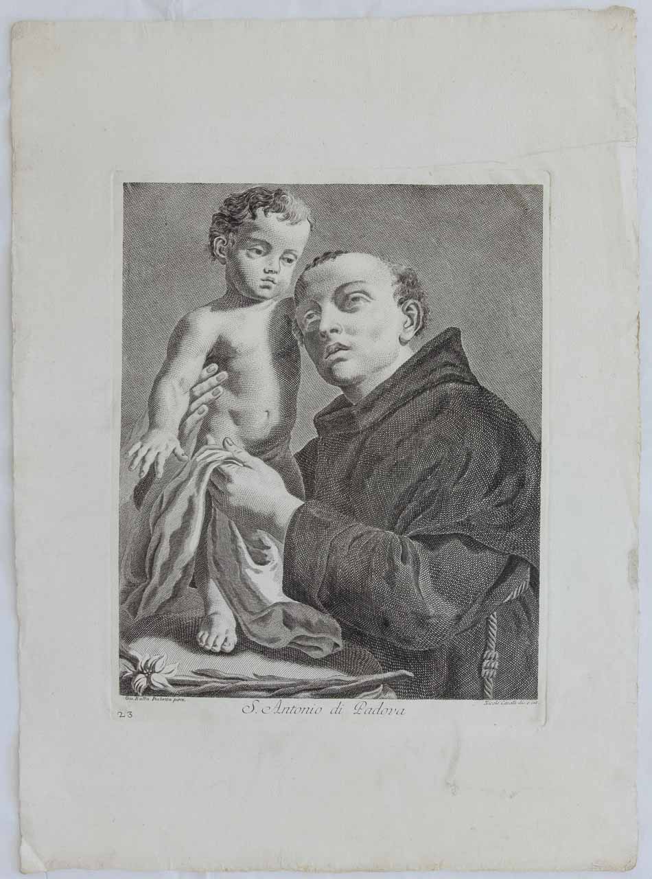 Sant'Antonio da Padova (stampa, serie) di Cavalli Niccolò, Piazzetta Giovanni Battista - ambito veneziano (sec. XVIII)