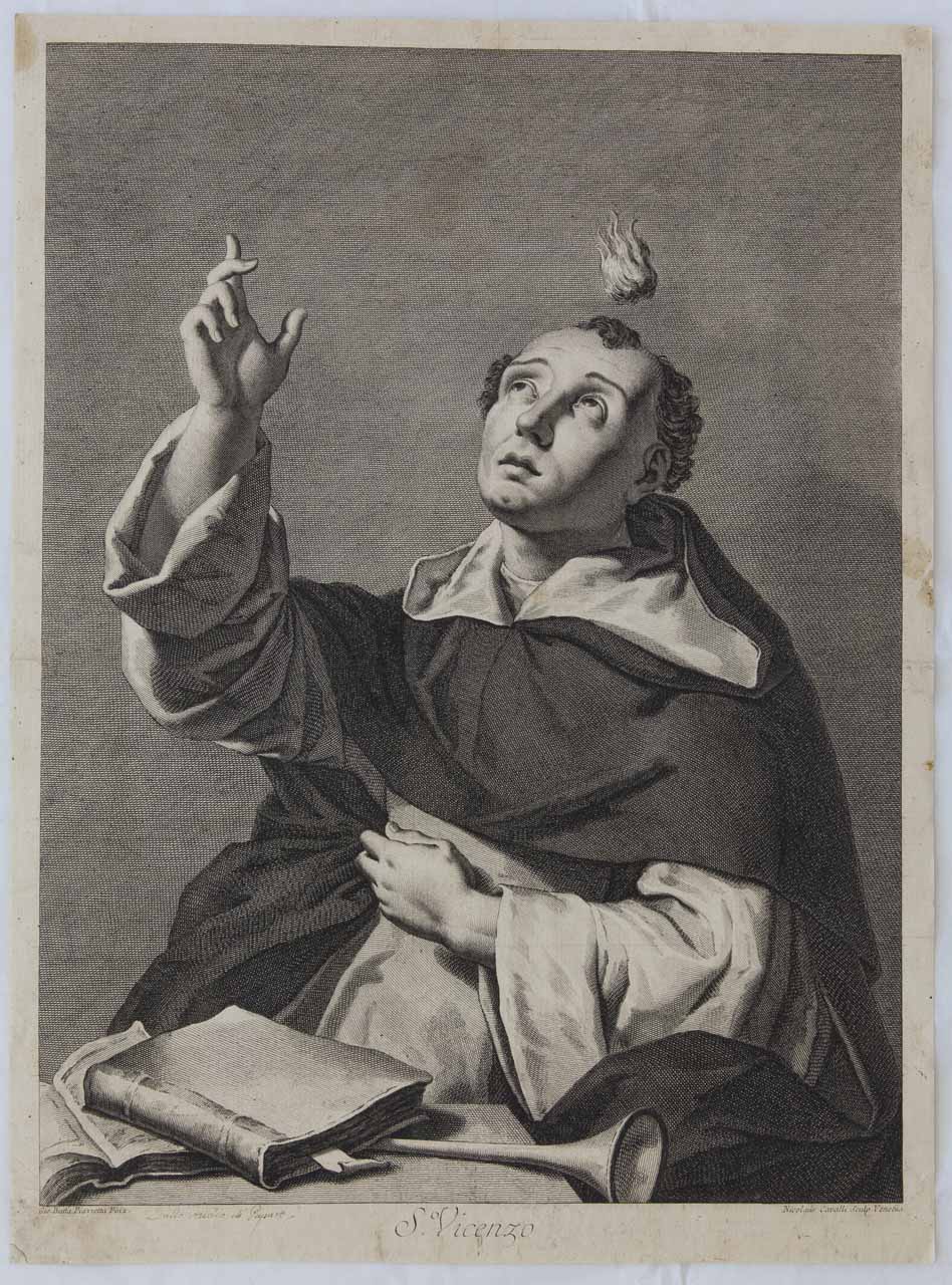 San Vincenzo Ferrer (stampa smarginata) di Cavalli Niccolò, Piazzetta Giovanni Battista - ambito veneziano (sec. XVIII)