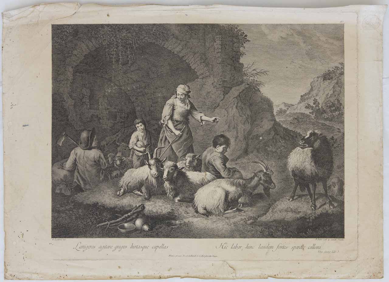 Scena pastorale (stampa) di Del Pedro Francesco, Londonio Francesco - ambito veneziano (sec. XVIII)