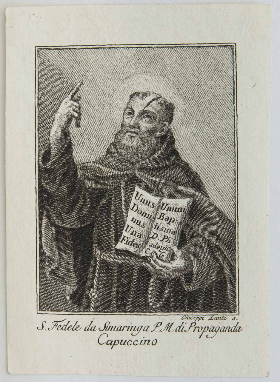 San Fedele da Sigmaringen (stampa smarginata) di Lante Giuseppe - ambito veneziano (sec. XVIII)