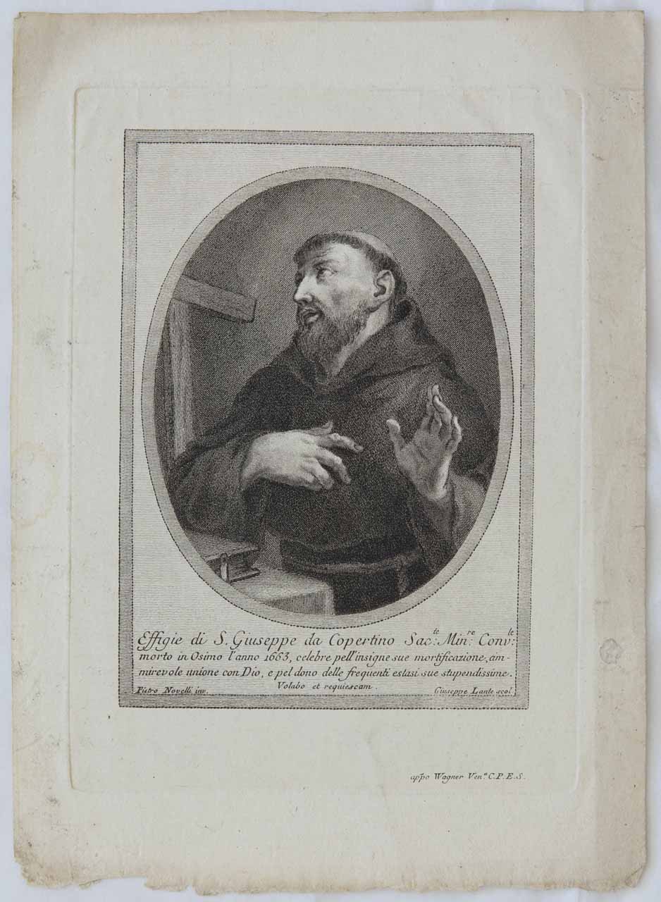 San Giuseppe da Copertino (stampa) di Lante Giuseppe, Novelli Pietro Antonio - ambito veneziano (sec. XVIII)