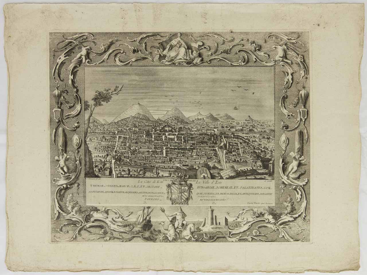 Veduta di Este (stampa) di Giampiccoli Marco Sebastiano, Novelli Pietro Antonio - ambito veneziano (sec. XVIII)