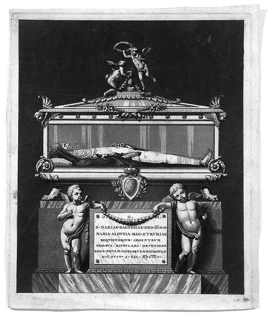 monumento funebre della beata Maria Bagnesi (stampa smarginata) - ambito toscano (sec. XIX)