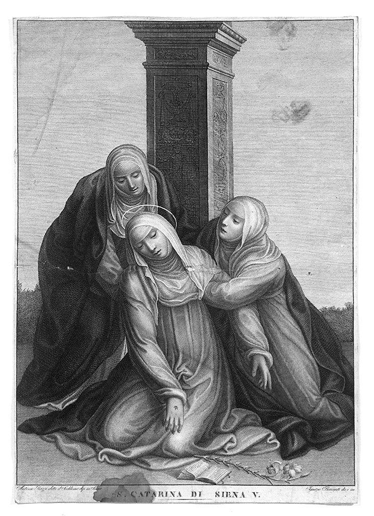 estasi di Santa Caterina da Siena (stampa smarginata) di Bonajuti Ignazio, Bazzi Giovanni Antonio detto Sodoma (sec. XIX)