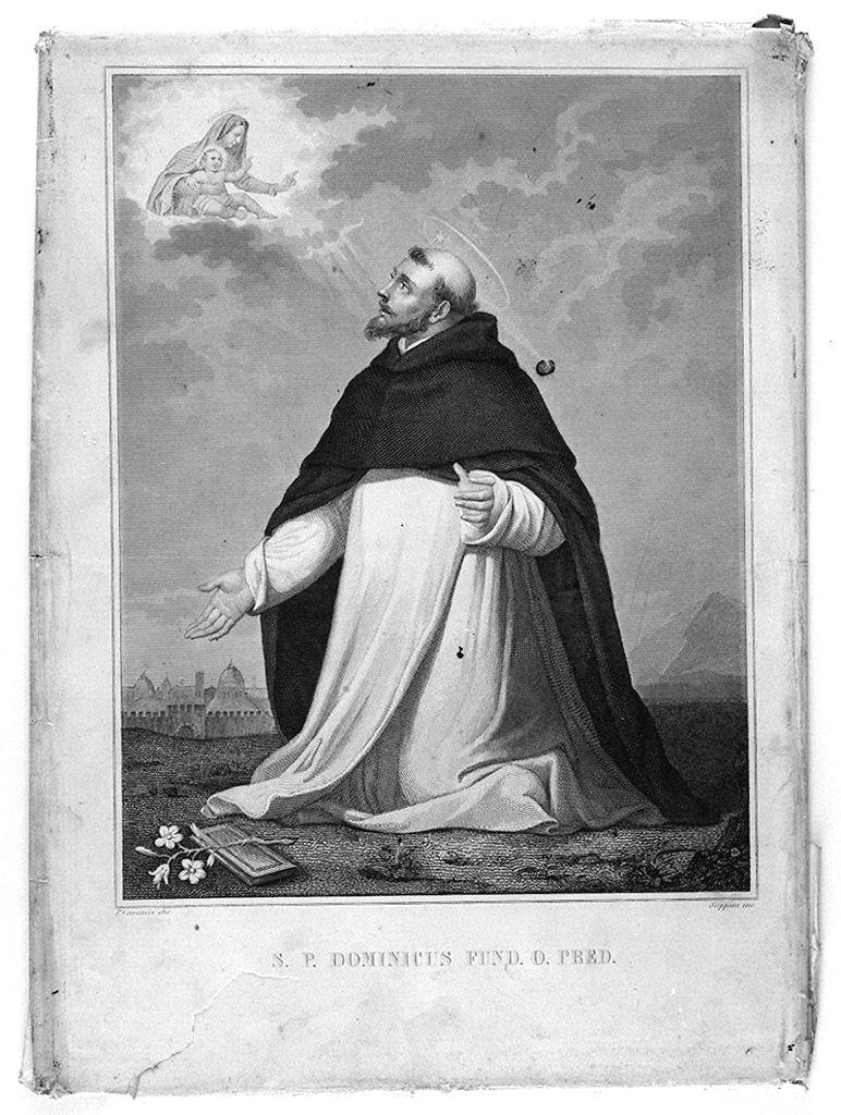 apparizione della Madonna a San Domenico (stampa) di Suppini Pietro, Comucci Pietro - ambito italiano (sec. XIX)