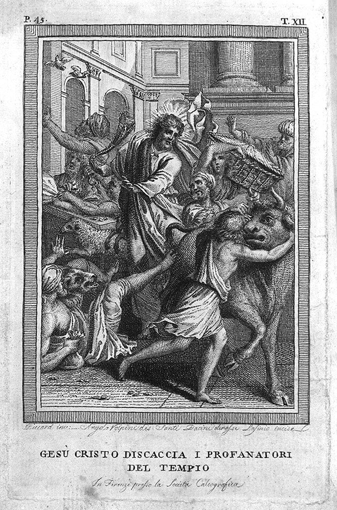 Cristo caccia i mercanti dal tempio (stampa) di Lasinio Carlo, Volpini Angelo, Picart Etienne detto Romano (sec. XVIII)
