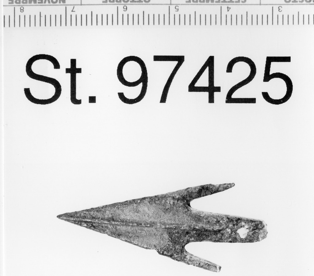 punta di freccia a tegliente triangolare - ambito etrusco-padano (sec. V a.C)