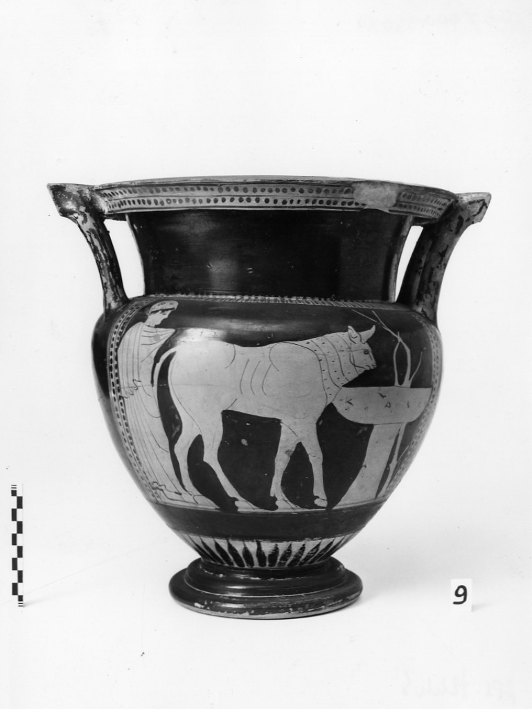 cratere a colonnette - produzione attica, Pittore di Leningrado (sec.V a.C)