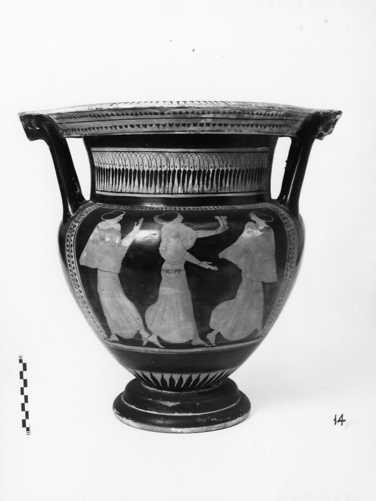 cratere a colonnette - produzione attica, Pittore di Leningrado (sec. V a.C)