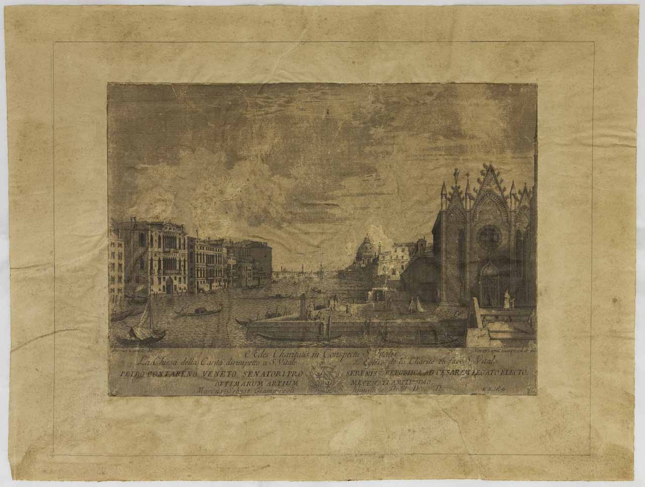 Aedes Charitatis in Conspectu S. Vitalis, chiesa di S. Maria della Carità (stampa, serie) di Giampiccoli Marco Sebastiano, Canaletto Giovanni Antonio - ambito veneto (ultimo quarto XVIII)