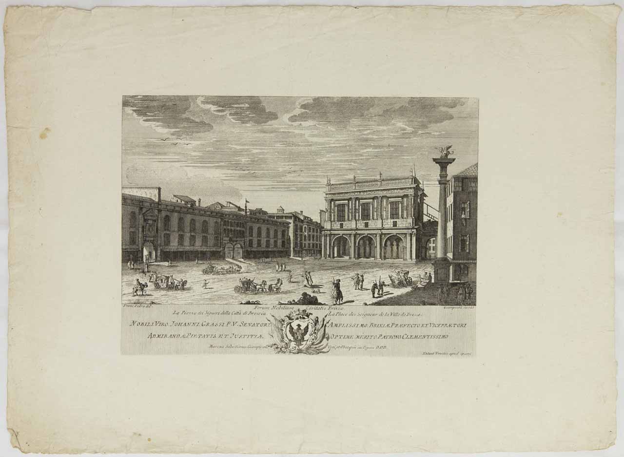 Forum Nobilium Civitatis Brixiae, Piazza dei Signori, Brescia (stampa, serie) di Giampiccoli Marco Sebastiano, Pedro Francesco - ambito veneto (ultimo quarto XVIII)