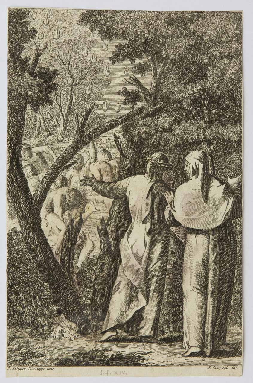 Inferno, canto XIV (stampa, serie) di Giampiccoli Giuliano, Marcaggi Filippo - ambito veneto (metà XVIII)