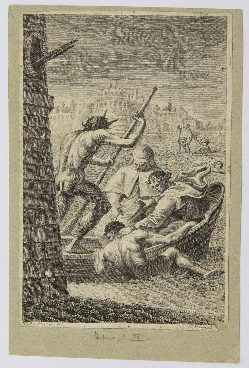Inferno, canto VIII (stampa, serie) di Giampiccoli Giuliano, Schiavone Michele - ambito veneto (metà XVIII)