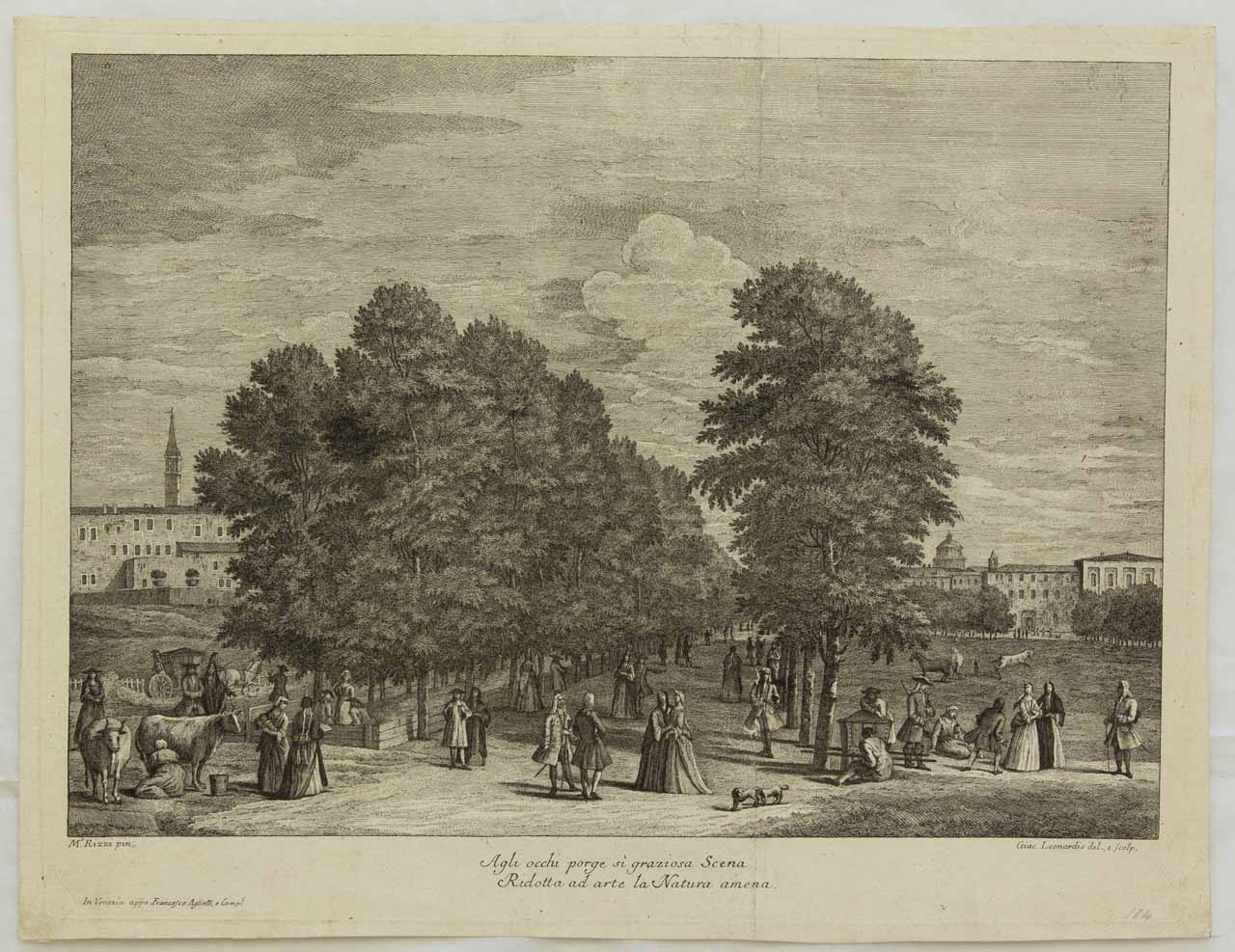 Agli occhi porge sì graziosa Scena / Ridotta ad arte la Natura amena, Passeggiata a St. James’ Park (stampa, serie) di Ricci Marco, Leonardis Giacomo - ambito veneto (seconda metà XVIII)