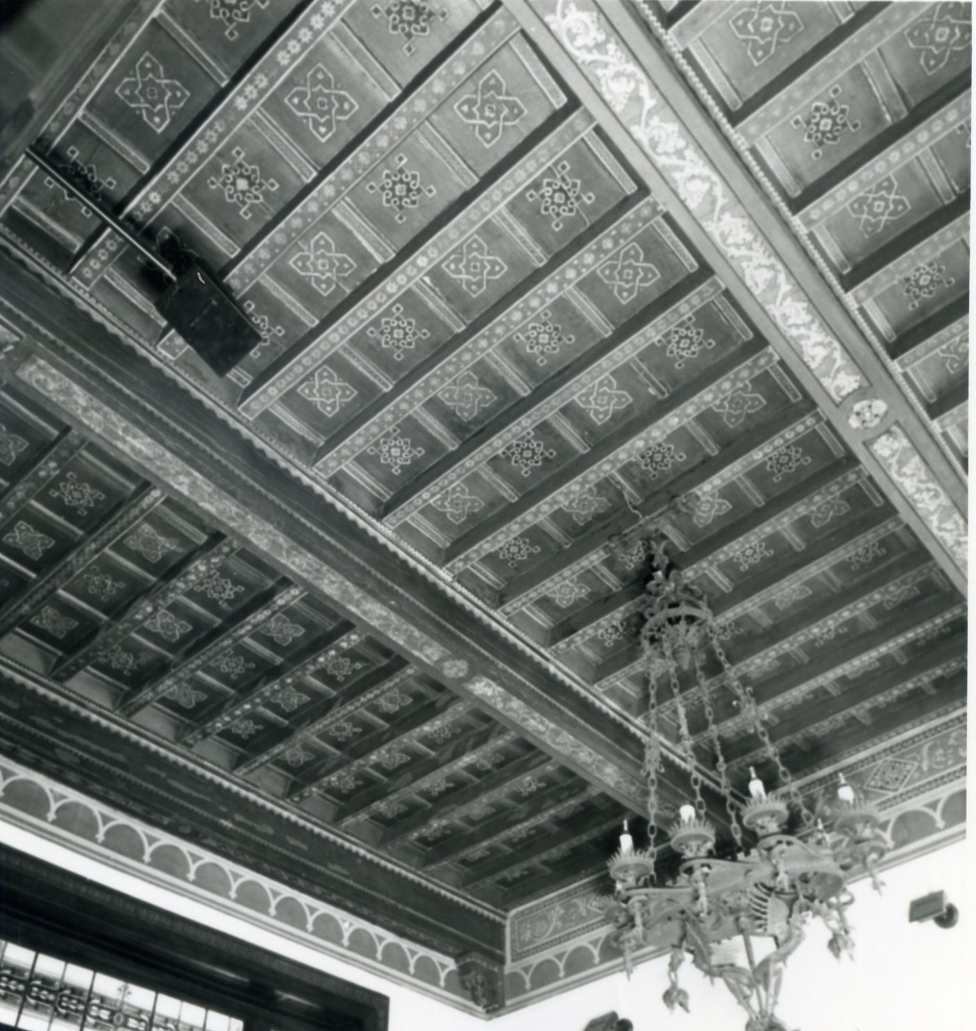 soffitto a cassettoni dipinto (soffitto dipinto, opera isolata) - manifattura toscana (XIX)
