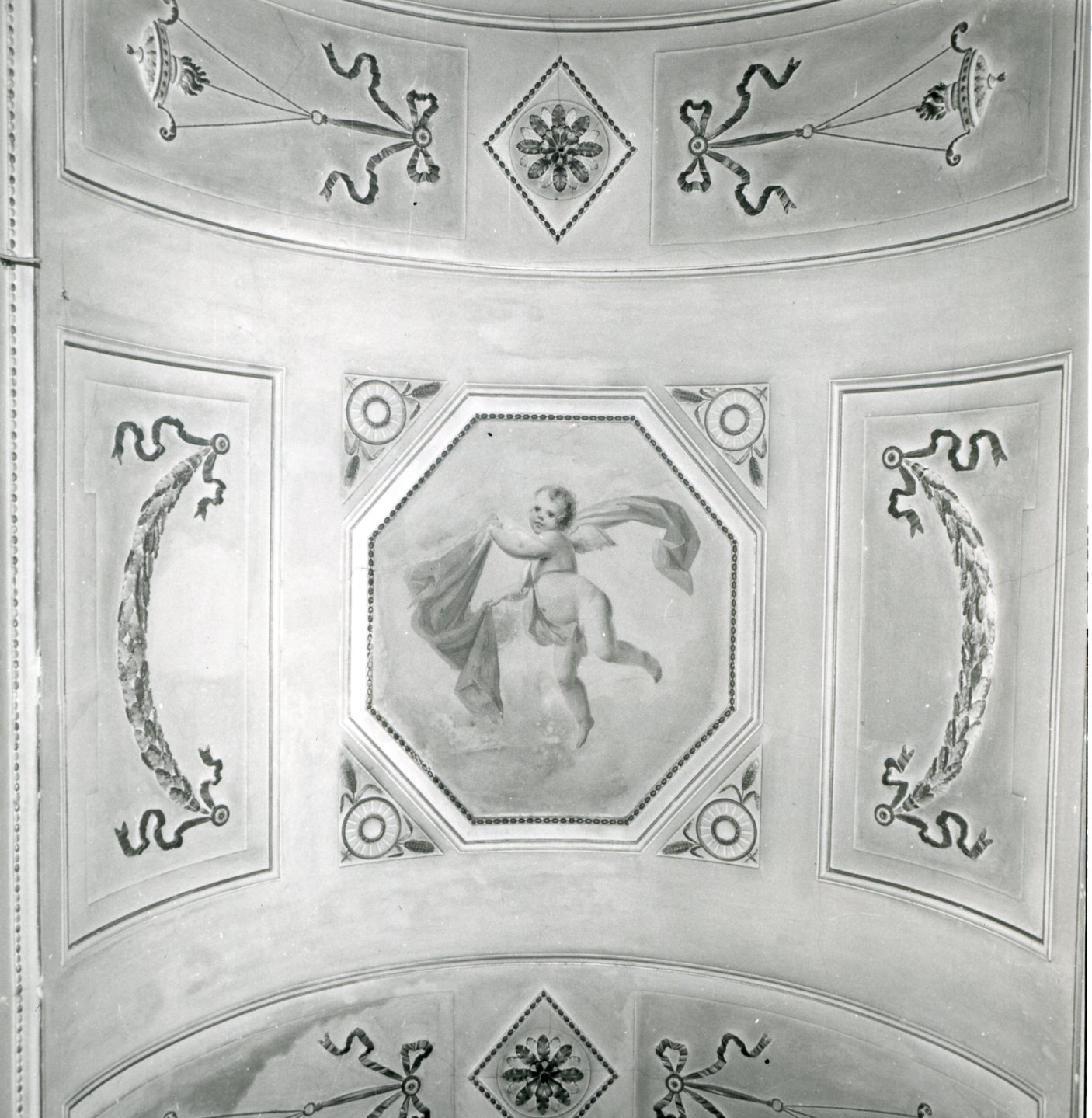 occhio centrale con angelo (soffitto dipinto, opera isolata) - manifattura toscana (XIX)