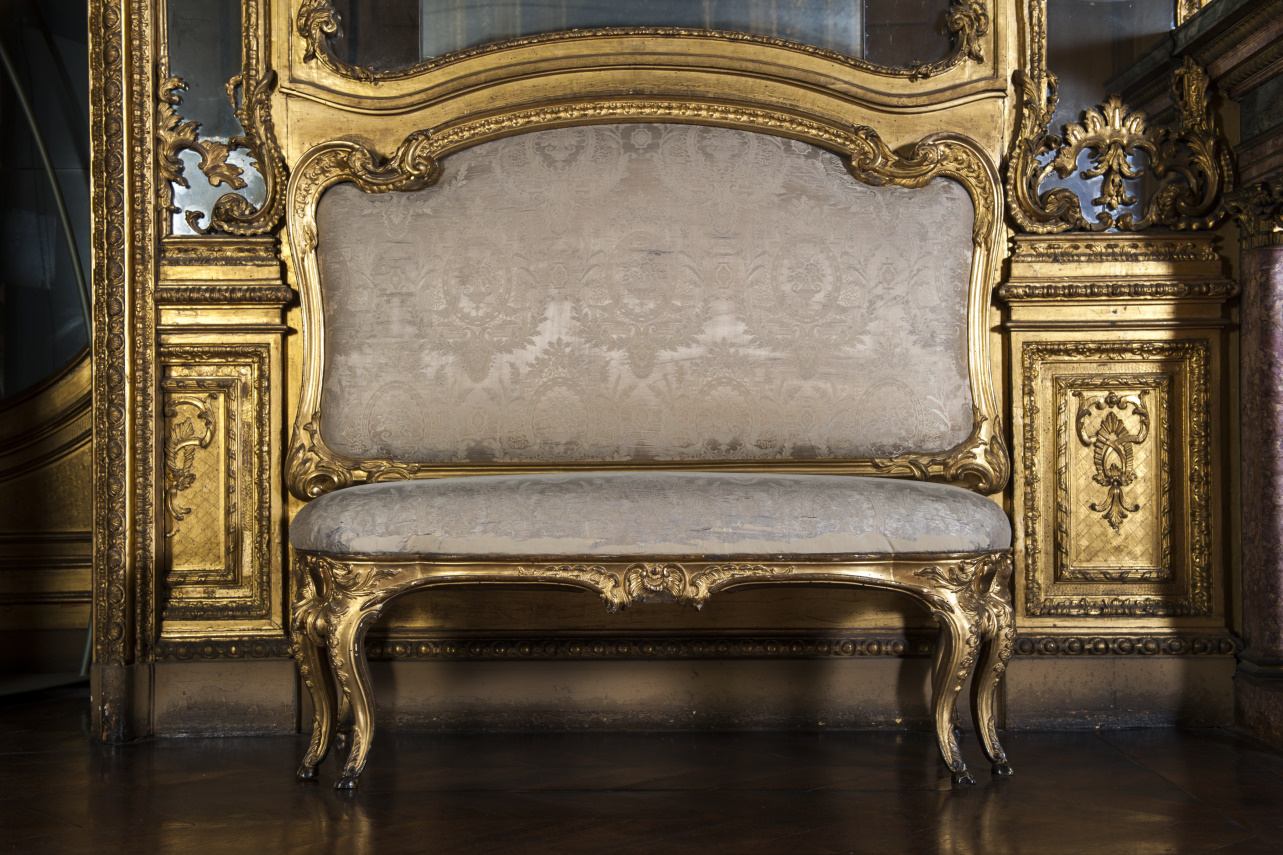 panca con schienale, elemento d'insieme di Stroppiana Giuseppe, Bertolotto Andrea (metà sec. XVIII)