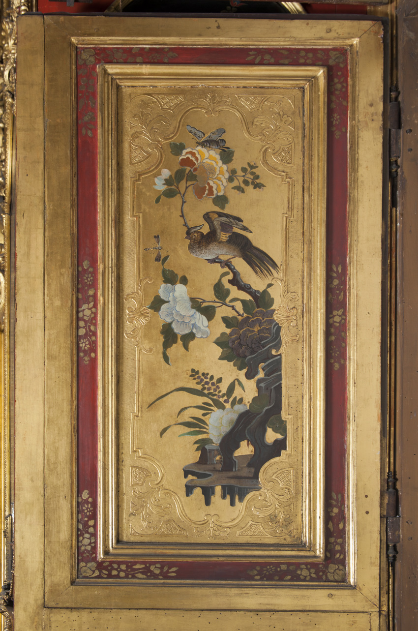 paesaggio con uccelli (pannello dipinto, elemento d'insieme) di Juvarra Filippo, Massa Pietro (secondo quarto sec. XVIII)