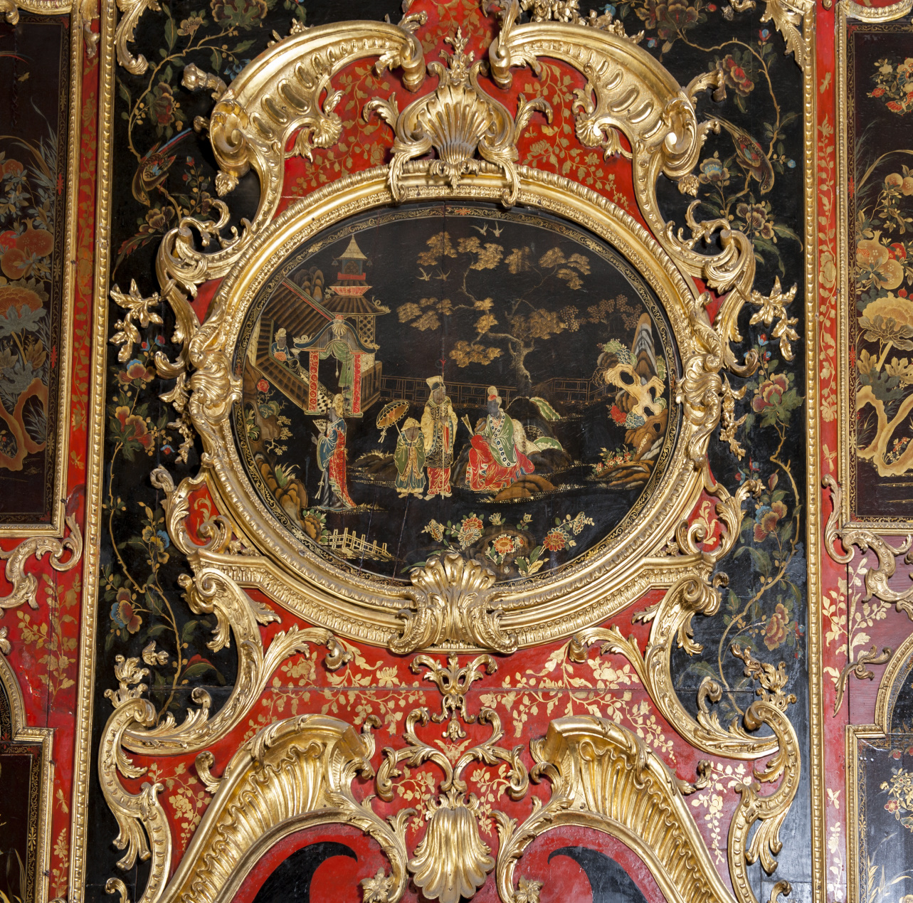 motivi decorativi con fiori e farfalle (pannello dipinto, elemento d'insieme) di Juvarra Filippo, Massa Pietro (secondo quarto sec. XVIII)