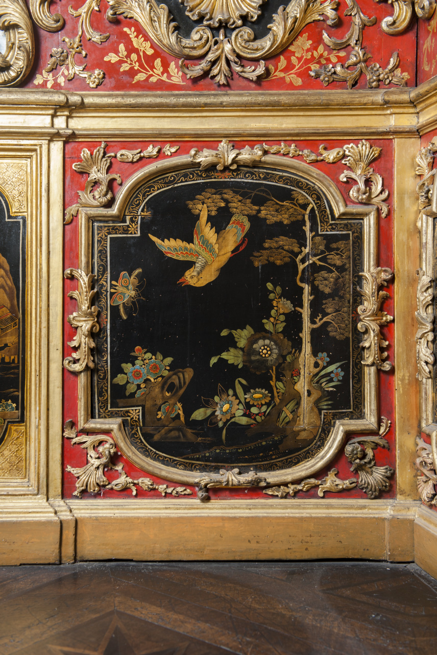 paesaggio con uccello (pannello dipinto, elemento d'insieme) di Juvarra Filippo, Massa Pietro (secondo quarto sec. XVIII)