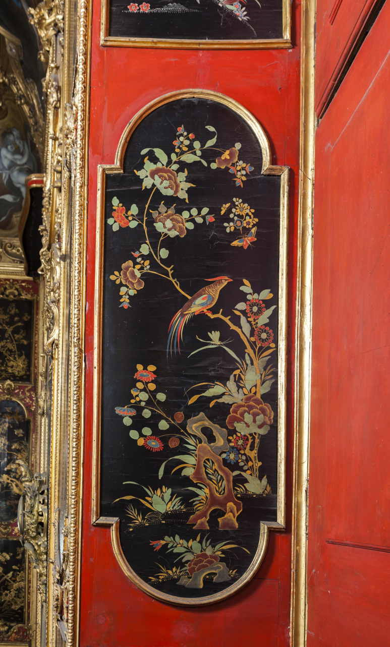 paesaggio con uccello (pannello dipinto, elemento d'insieme) di Juvarra Filippo, Massa Pietro (secondo quarto sec. XVIII)