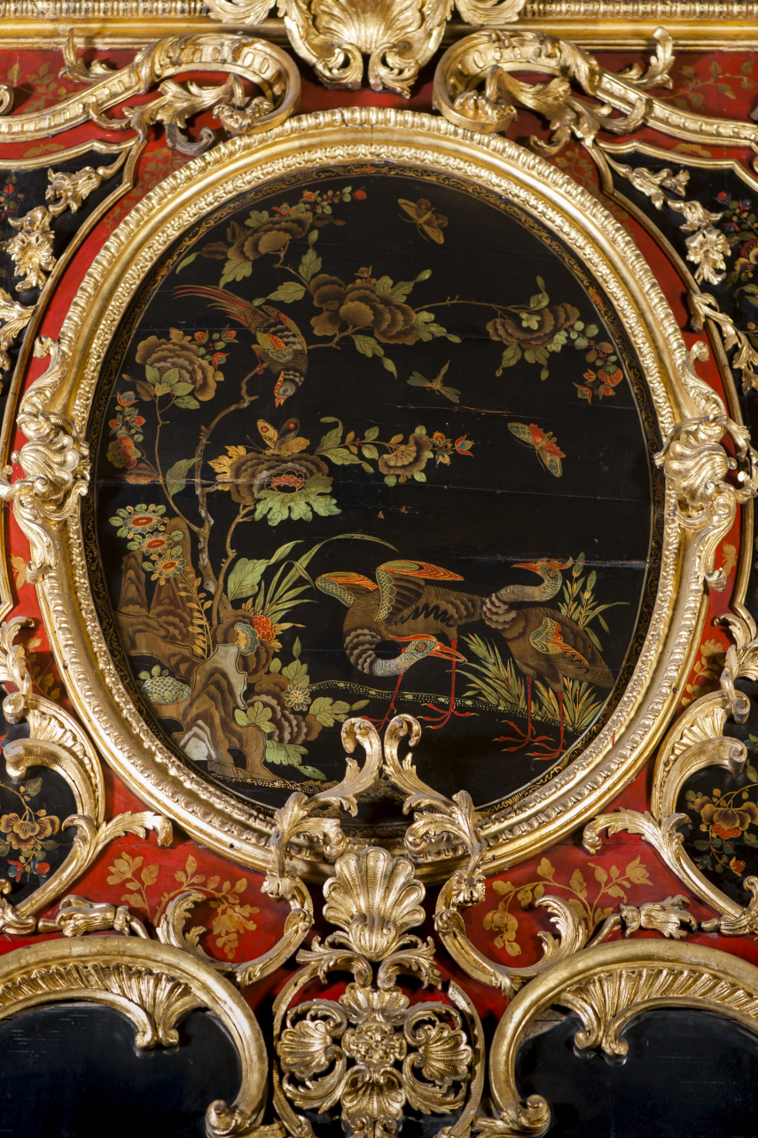 paesaggio con uccelli (pannello dipinto, elemento d'insieme) di Juvarra Filippo, Massa Pietro (secondo quarto sec. XVIII)