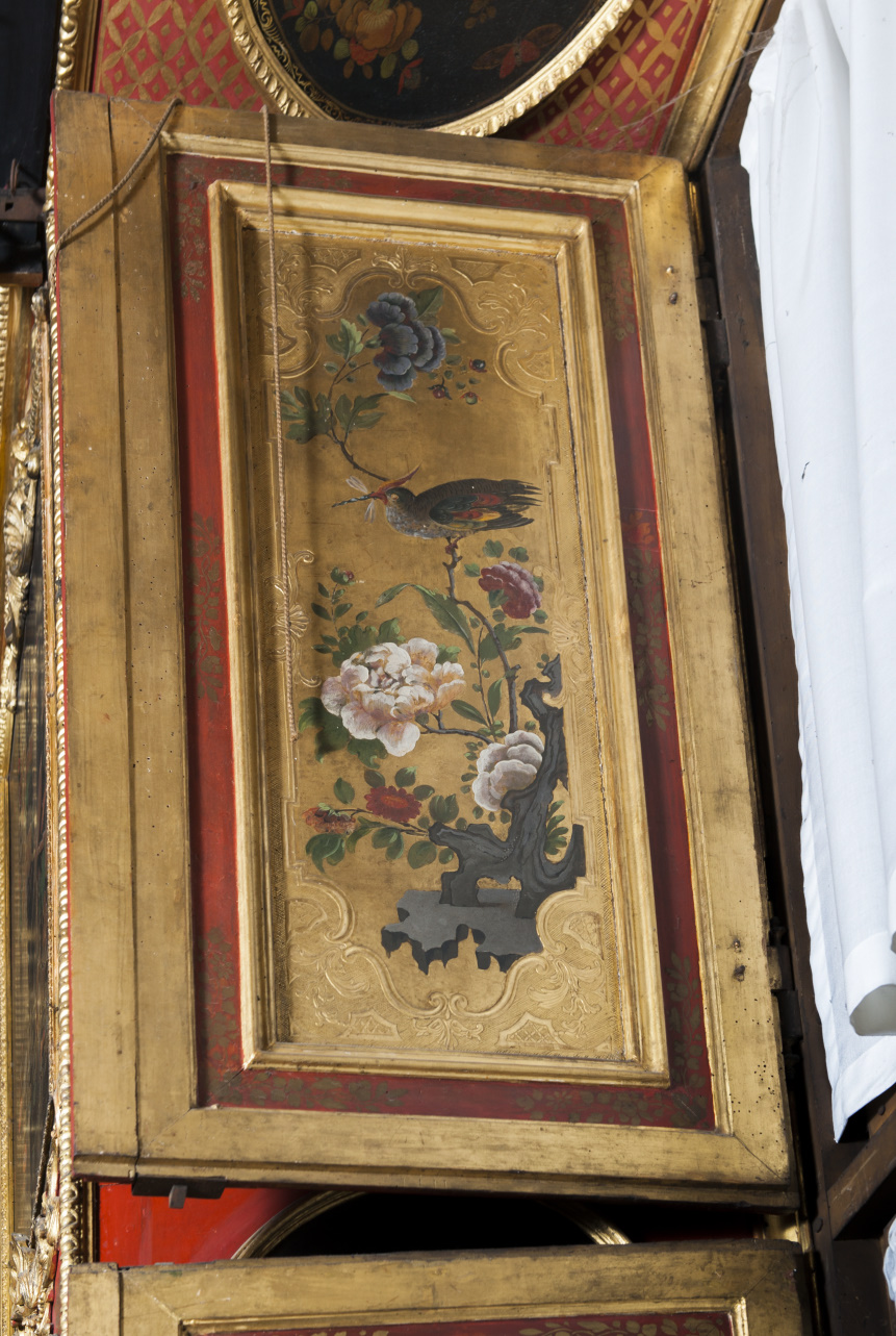 paesaggio con uccello (pannello dipinto, elemento d'insieme) di Juvarra Filippo, Massa Pietro (secondo quarto sec. XVIII)