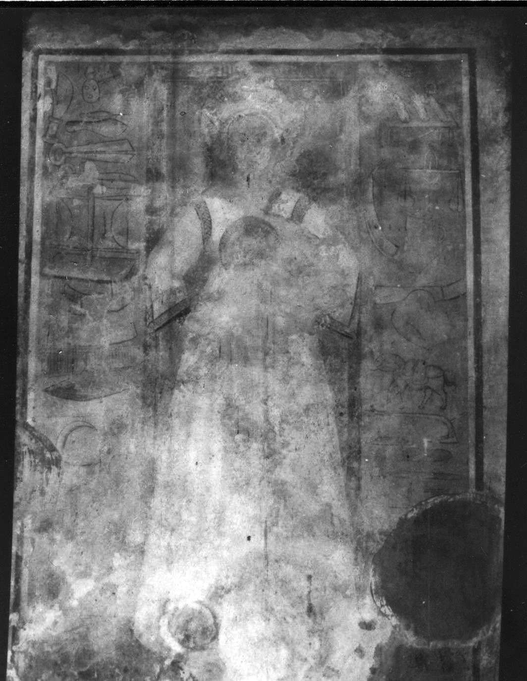 Madonna col Bambino e simboli delle Arti e Mestieri (dipinto, complesso decorativo) di Gerardo da Treviglio (attribuito) (metà sec. XV)