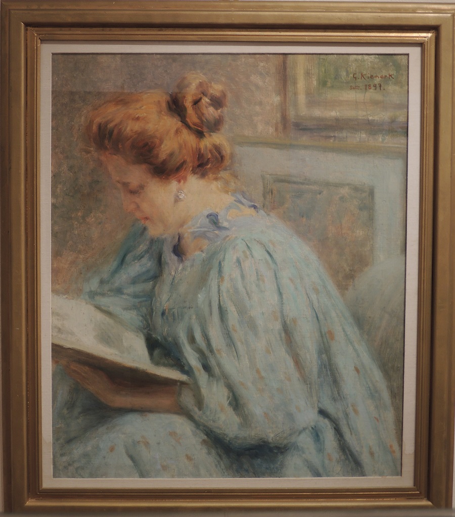 La lettrice, Figura femminile (dipinto) di Kienerk Giorgio (sec. XIX)