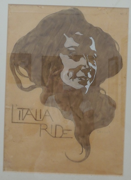 L'Italia ride, Volto femminile (disegno) di Kienerk Giorgio (sec. XX)